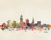 Cleveland Ohio City Skyline Painting by Bri Buckley