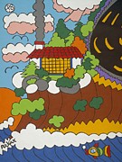 Cliff House Over Ocean Painting by Rojax Art