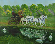 Coach And Four In Hand Painting by Charlotte Blanchard Coach And Four In Hand Painting by Charlotte Blanchard