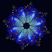 Cobalt Blue Tech Snow Flake Digital Art by Andee Design
