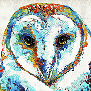 Colorful Barn Owl Art - Sharon Cummings Painting by Sharon Cummings
