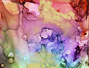 Colorful Ink Swirls with Gold Marble Painting by Olga Shvartsur