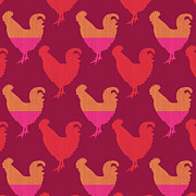 Colorful Roosters- Art by Linda Woods Mixed Media by Linda Woods