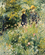Conversation in a Rose Garden Painting by Pierre Auguste Renoir