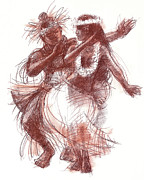 Cook Islands Pas-De-Deux Drawing by Judith Kunzle