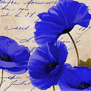 Coquelicots Bleue Painting by Mindy Sommers