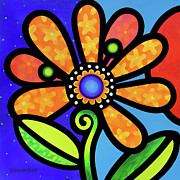 Cosmic Daisy in Yellow Painting by Steven Scott