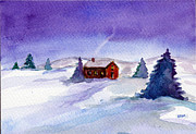 Cottage in winter Painting by Clara Sue Beym Cottage in winter Painting by Clara Sue Beym