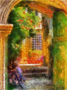 Courtyard in Cavtat Photograph by Lois Bryan