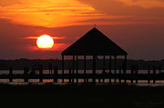 Crabbing From The Dock At Sunset Photograph by Robert Banach