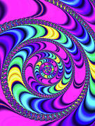 Crazy fractal spiral magenta blue yellow Digital Art by Matthias Hauser