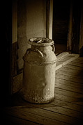 Creamery Milk Can in Sepia Tone Photograph by Randall Nyhof