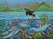 Creation Fifth Day Sea Creatures and Birds Painting by Caroline Street Creation Fifth Day Sea Creatures and Birds Painting by Caroline Street