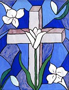Cross and Lilies Painting by Peggy King