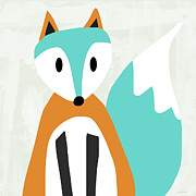 Cute Orange And Blue Fox- Art by Linda Woods Mixed Media by Linda Woods