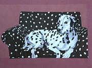 Dalmatian on a Spotted Couch Drawing by Terri Mills