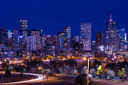 Denver Skyline at Night - Colorado Photograph by Gary Whitton