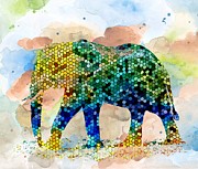 Design 37 Mosaic Elephant Painting by Lucie Dumas Design 37 Mosaic Elephant Painting by Lucie Dumas