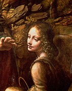 Detail of the Angel from The Virgin of the Rocks  Painting by Leonardo Da Vinci