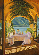 Dining on Lake Como Painting by Charlotte Blanchard