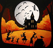 Dinner And A Show - Halloween landscape Painting by Debbie Criswell