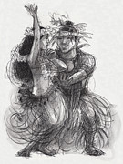 Drum Dance Pas-de-deux Drawing by Judith Kunzle