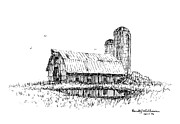 Dual Silos Drawing by Randy Welborn Dual Silos Drawing by Randy Welborn