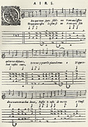Early printed Lute score from 17th century, with French lyrics Drawing by French School