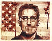 EDWARD SNOWDEN portrait dry blood Painting by Ryan Almighty