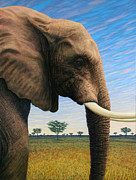 Elephant on Safari Painting by James W Johnson