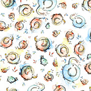 Elephant Pattern Watercolor Painting by Olga Shvartsur