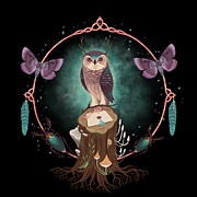 Enchanted Woodland Secret Keeper And Dream Catcher Art Print Painting by Little Bunny Sunshine