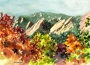 Fall Flatirons Painting by Anne Gifford