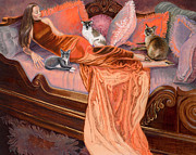 Feline Fashion Harem Painting by Barbara Tyler Ahlfield