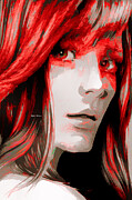 Female Sketch in Red Digital Art by Rafael Salazar