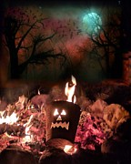 Fire Pit Halloween Pumpkin Painting by Follow Themoonart