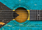 Flag of Bahamas on an Old Vintage Acoustic Guitar Digital Art by Jeff Bartels