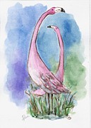 Flamingo Pair Painting by Follow Themoonart