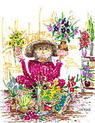 Flower Girl Drawing by Teddy Campagna