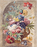 Flower Still Life Drawing by Jan van Huysum