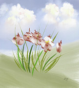 Flowers On The Hillside Digital Art by Lois Bryan