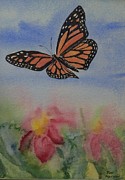 Flying Monarch Painting by Bev Morgan