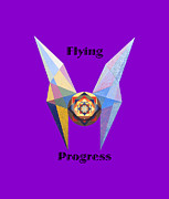 Flying Progress text Painting by Michael Bellon