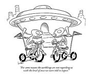 For some reason the earthlings are not regarding us Drawing by Robert Leighton