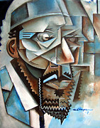 Four Blue Monk Painting by Martel Chapman