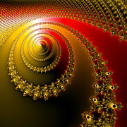 Fractal spiral art yellow gold red Digital Art by Matthias Hauser