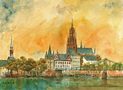 Frankfurt watercolor Painting by Juan  Bosco