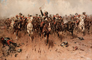 French cavalry charging Painting by Hermanus Willem Koekkoek