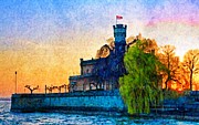 Friedrichshafen castle at sunset Mixed Media by Tatiana Travelways