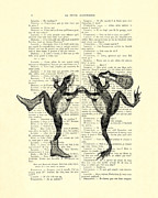 Frogs with mandolin music print vintage animals illustration Digital Art by Madame Memento